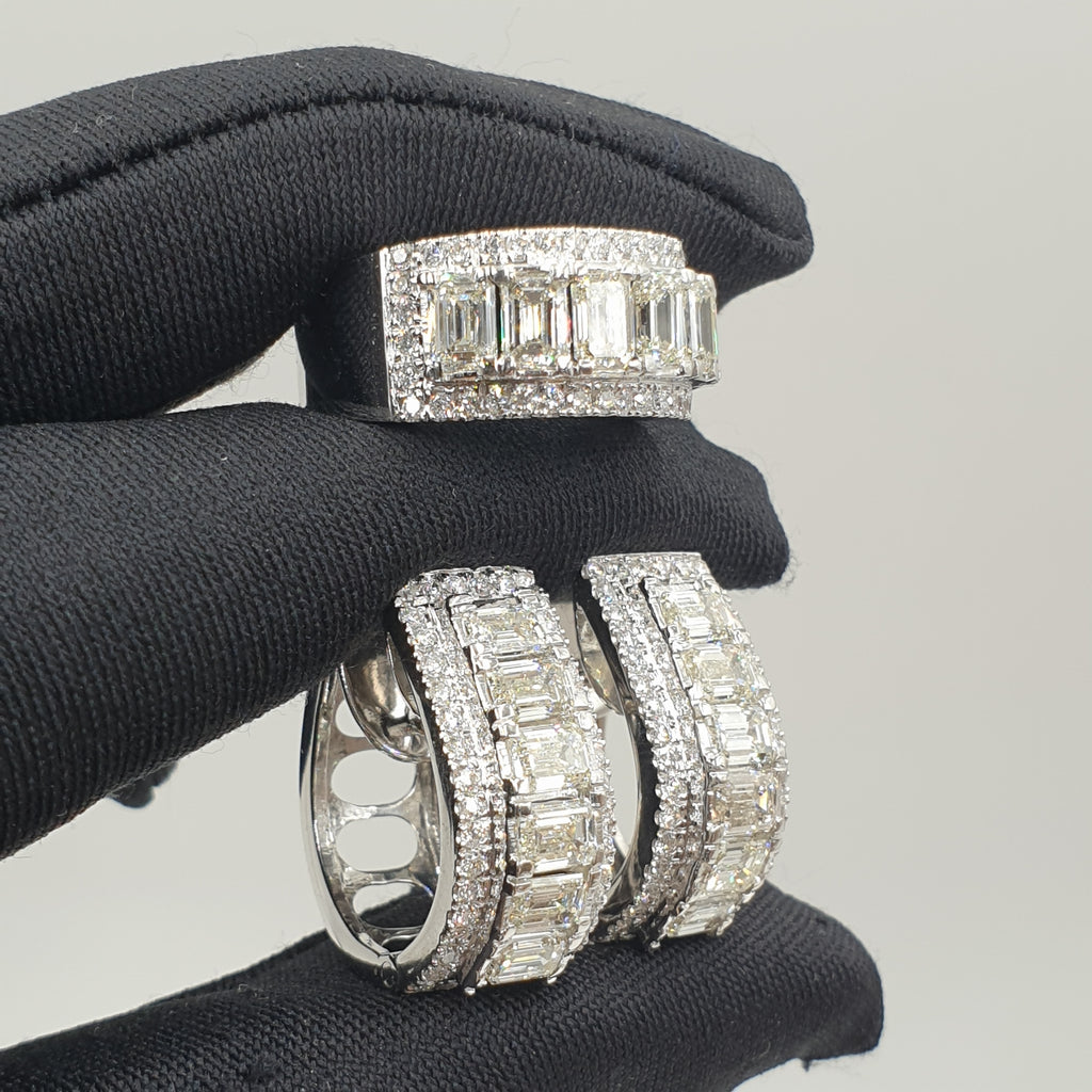 Emerald Creole Terno - 14K White Gold