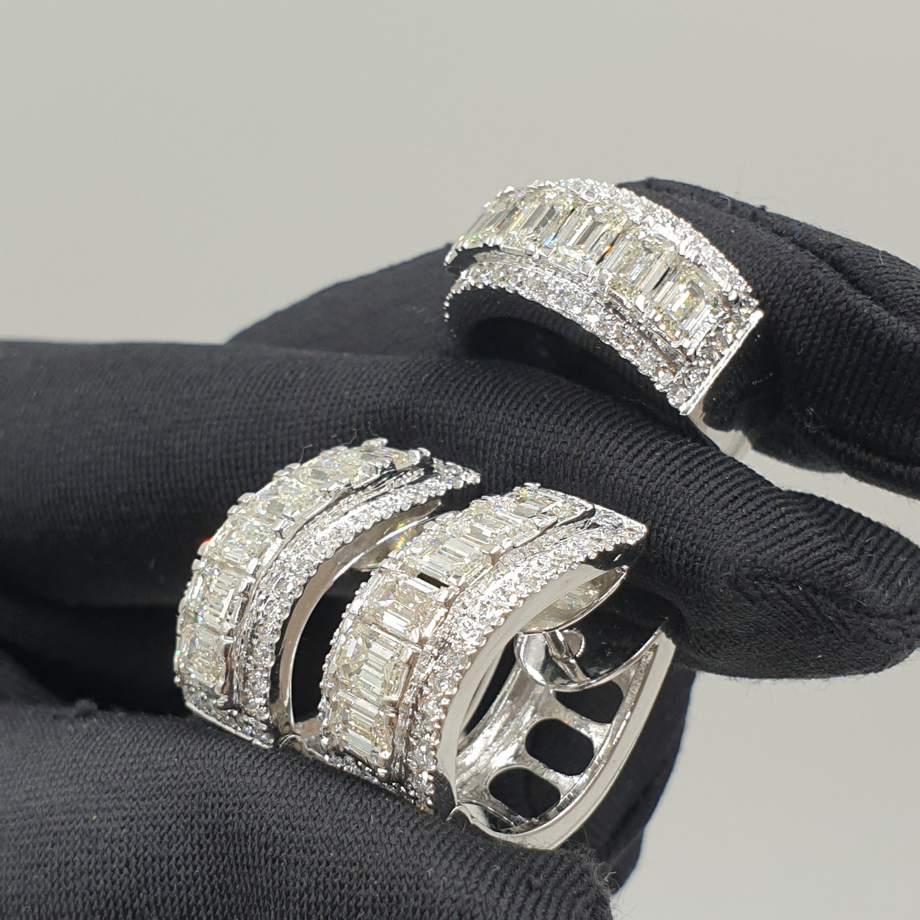 Emerald Creole Terno - 14K White Gold