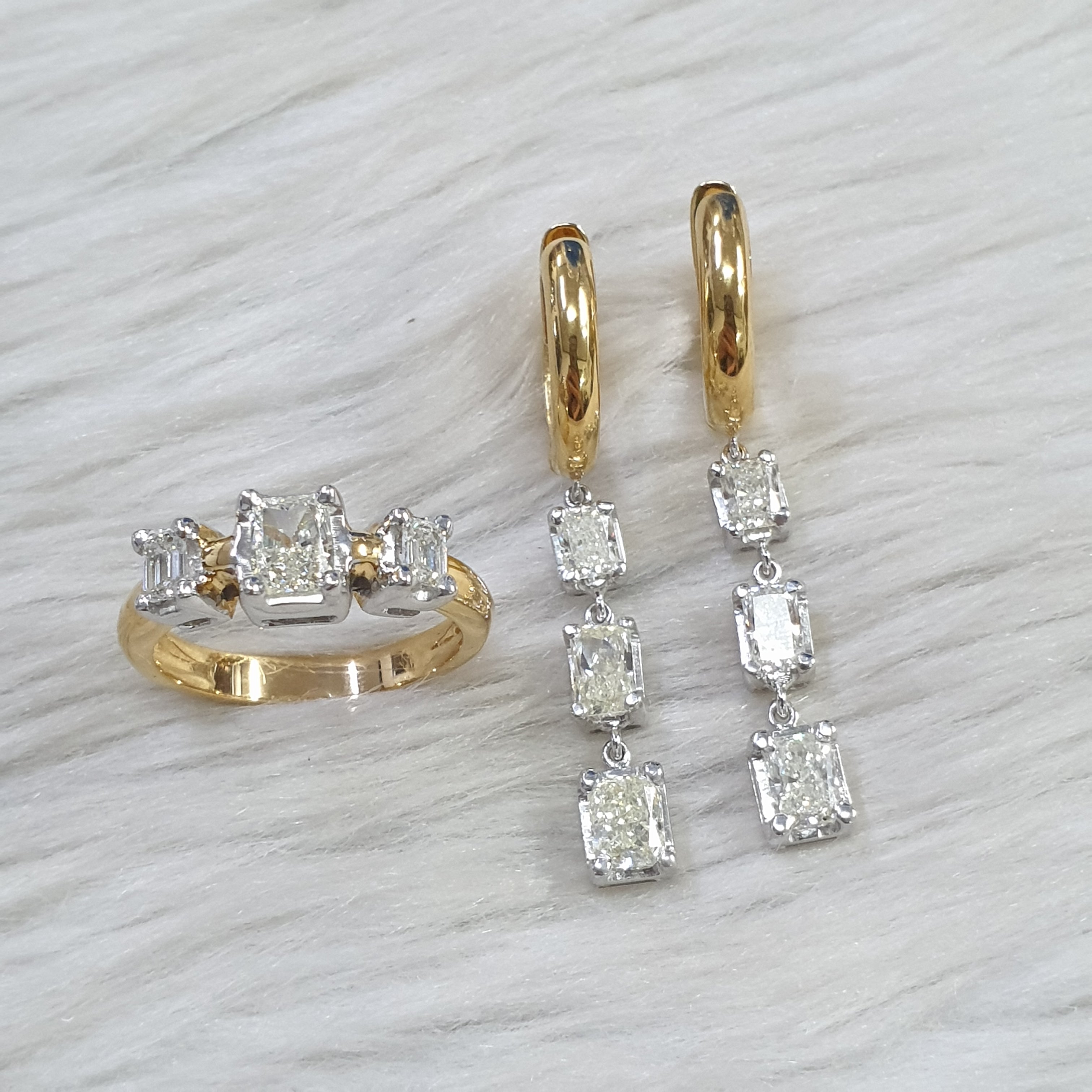 Dangling Terno - 14K Two-tone