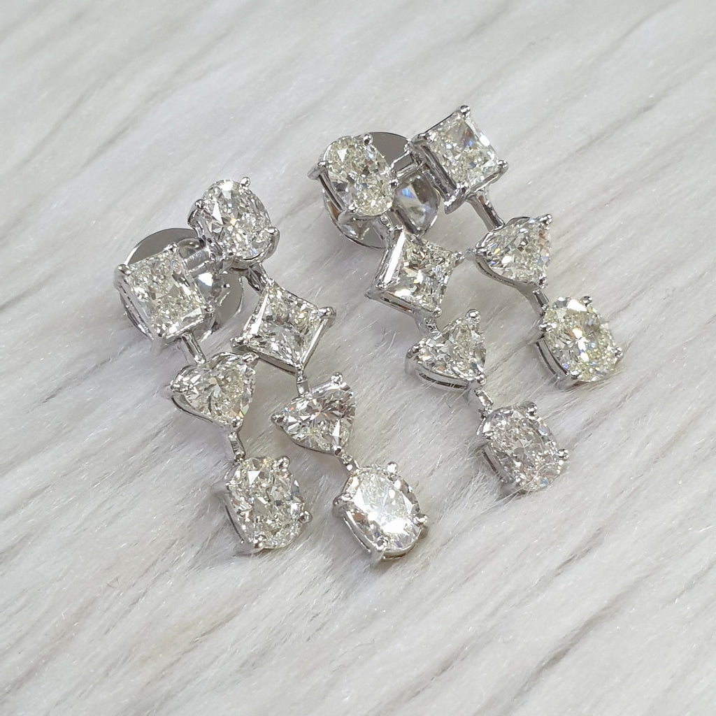 Dangling Pair Earring - 14K White Gold
