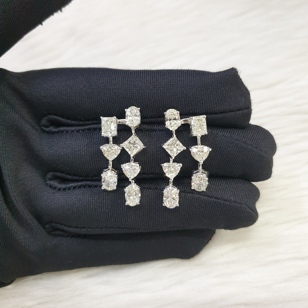 Dangling Pair Earring - 14K White Gold