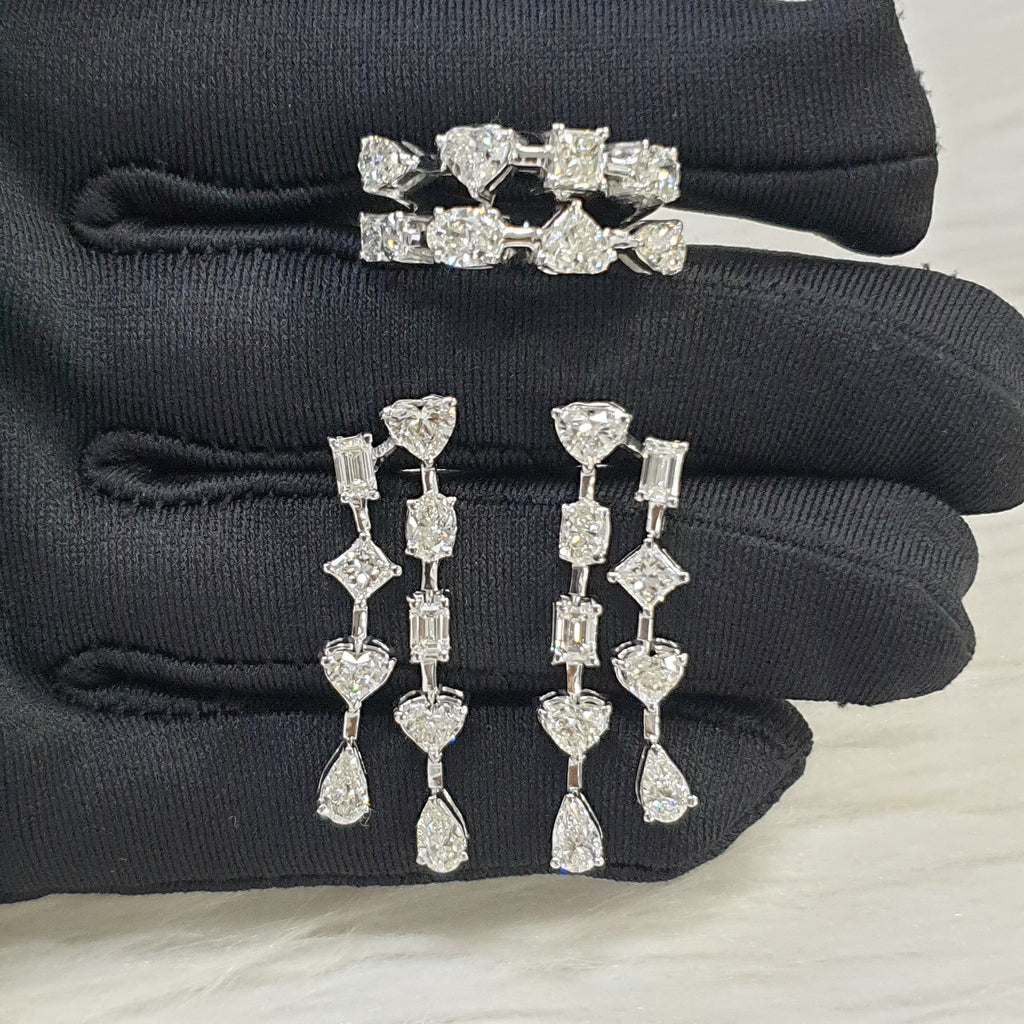 Dangling Terno - 14K - White Gold