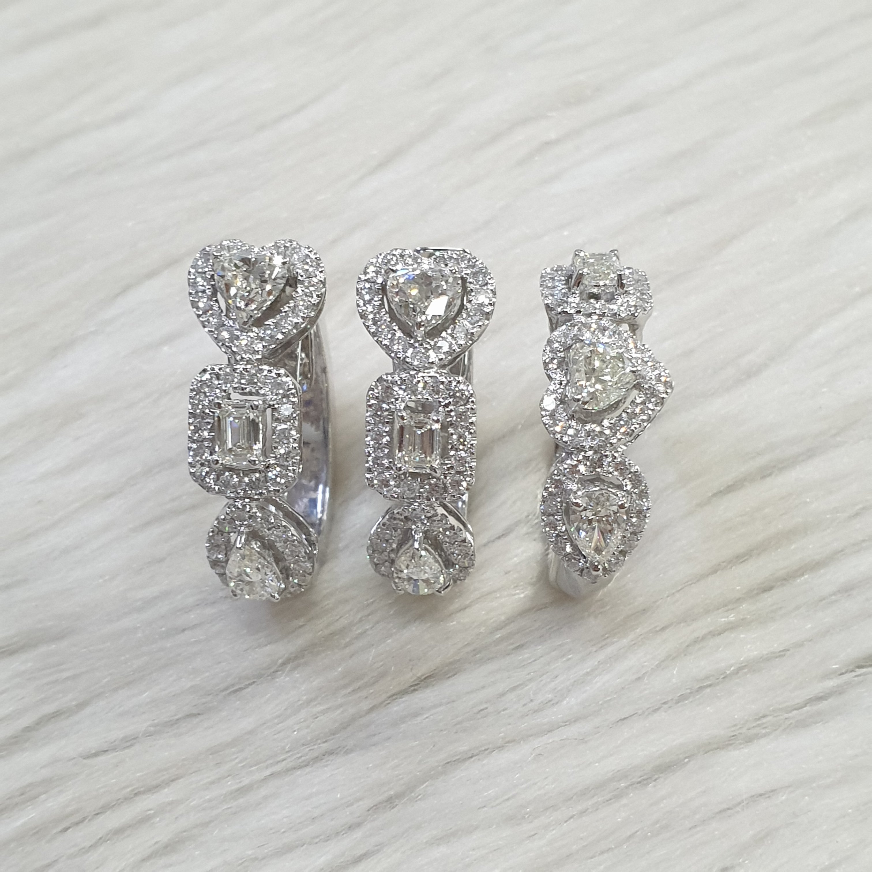Fancy-cut Creole Terno -14K White Gold