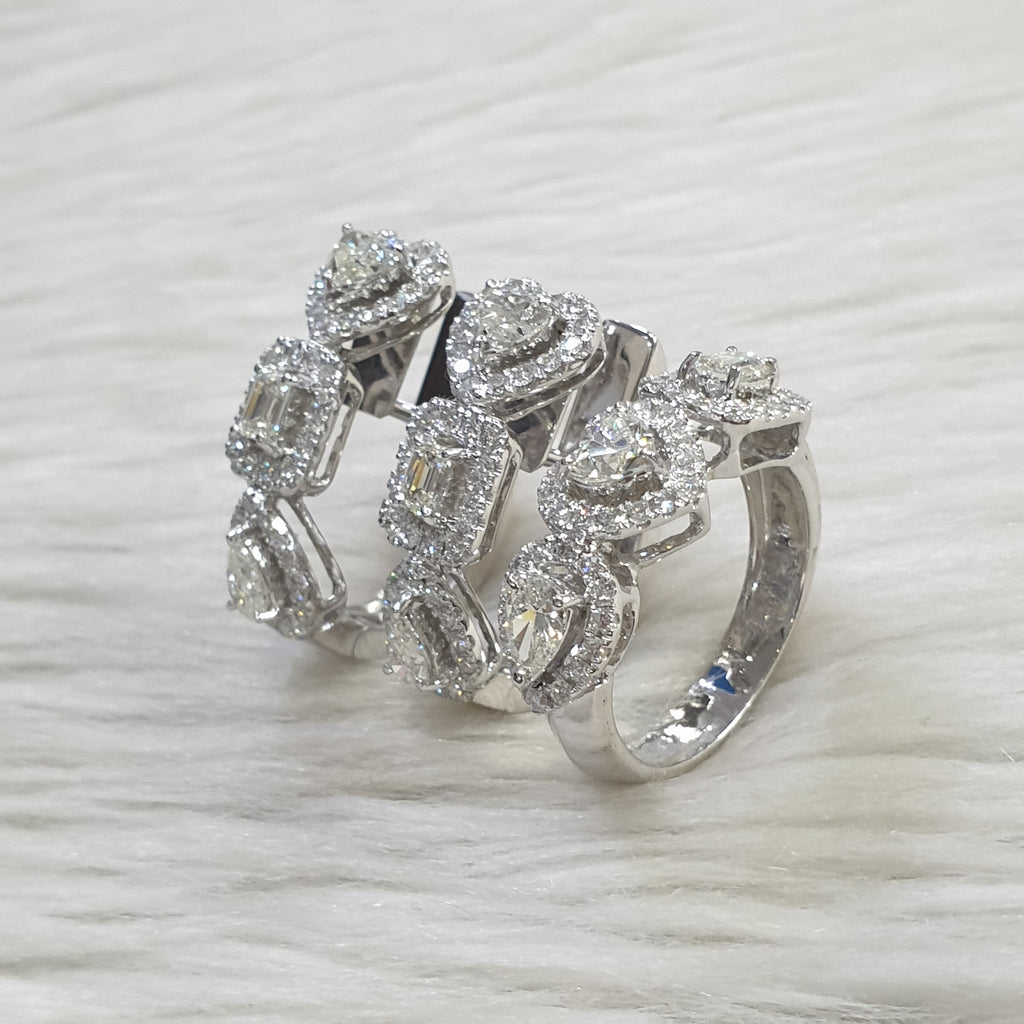 Fancy-cut Creole Terno -14K White Gold