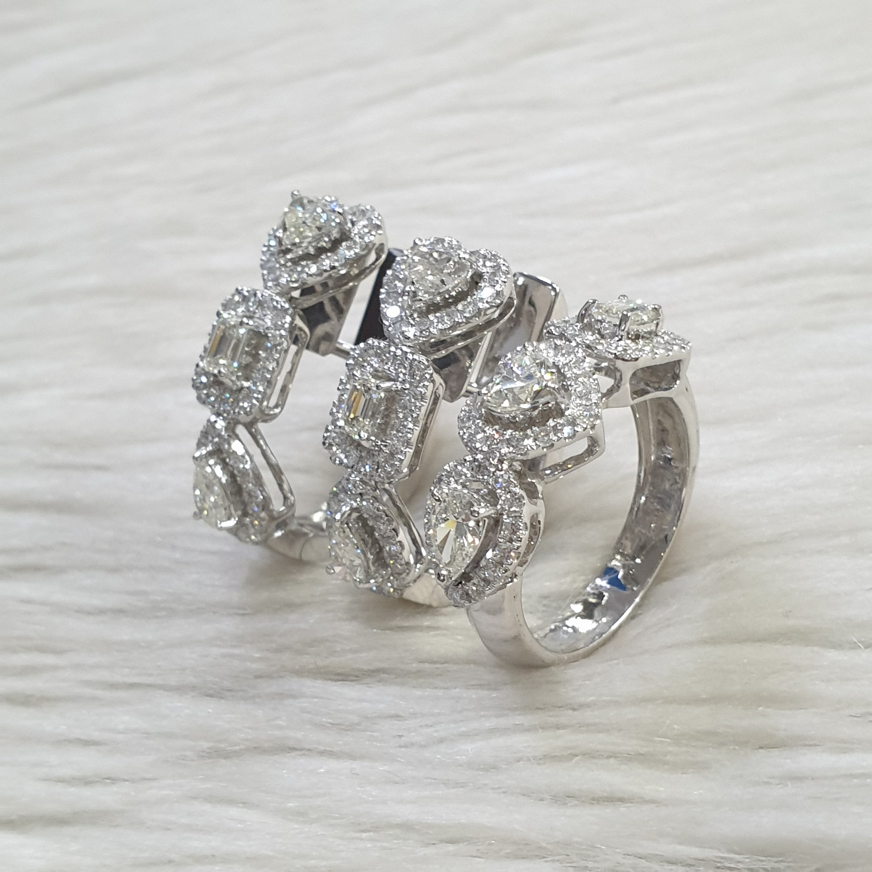 Fancy-cut Creole Terno -14K White Gold