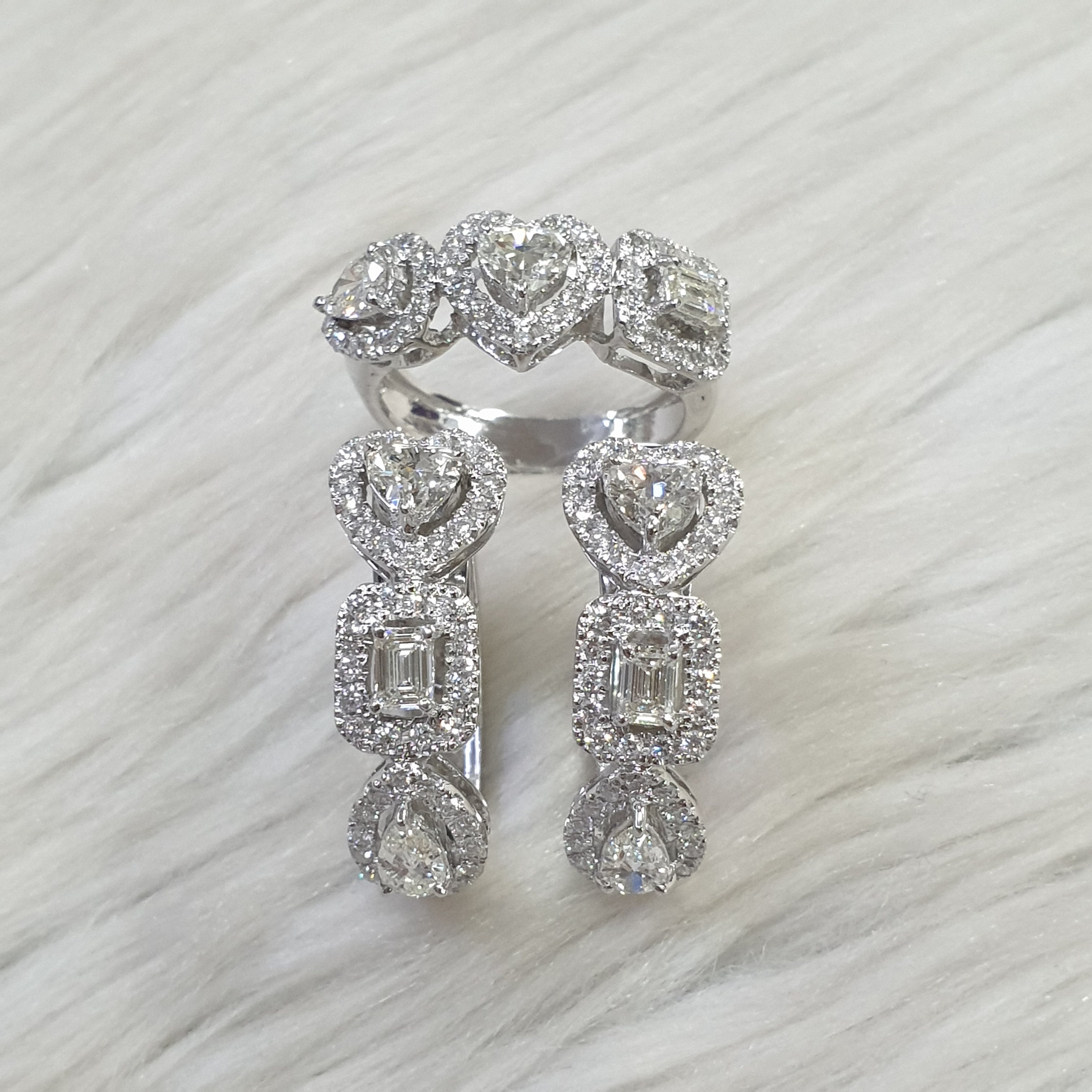Fancy-cut Creole Terno -14K White Gold