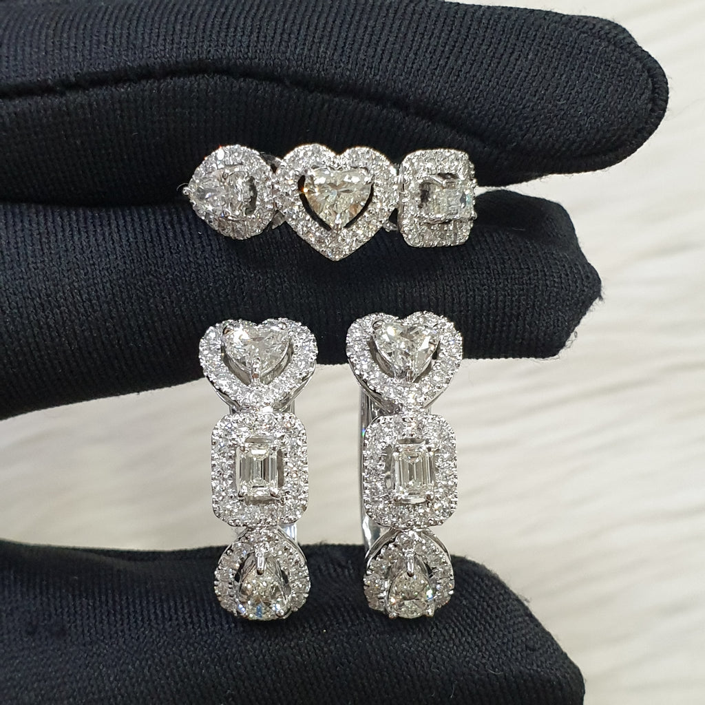 Fancy-cut Creole Terno -14K White Gold