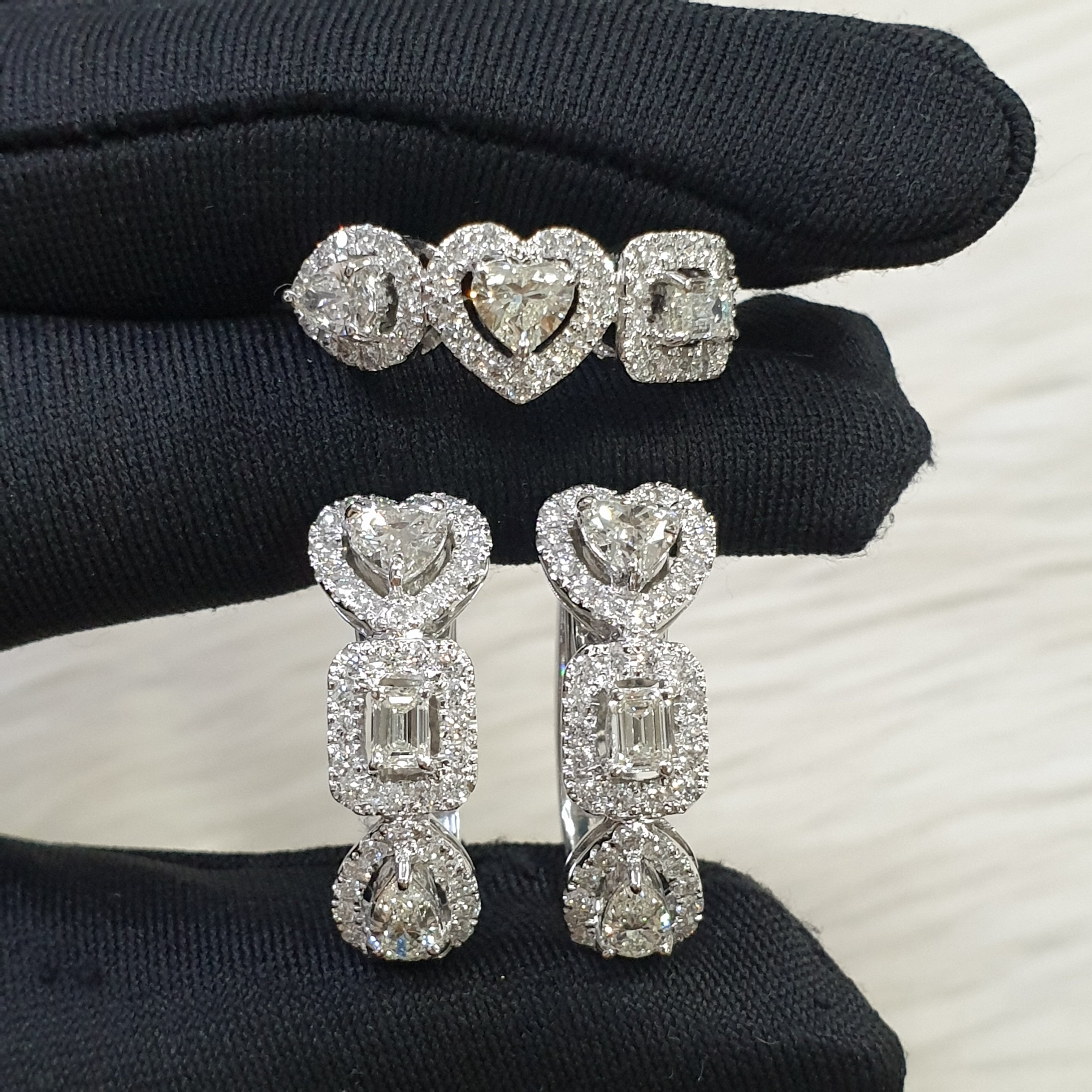 Fancy-cut Creole Terno -14K White Gold