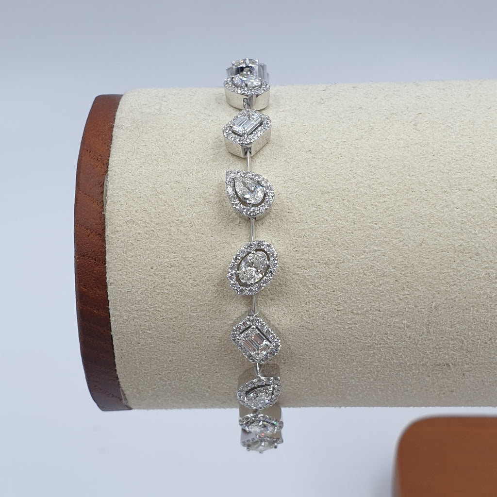 Fancy-cut Halo Bracelet - 18K White Gold