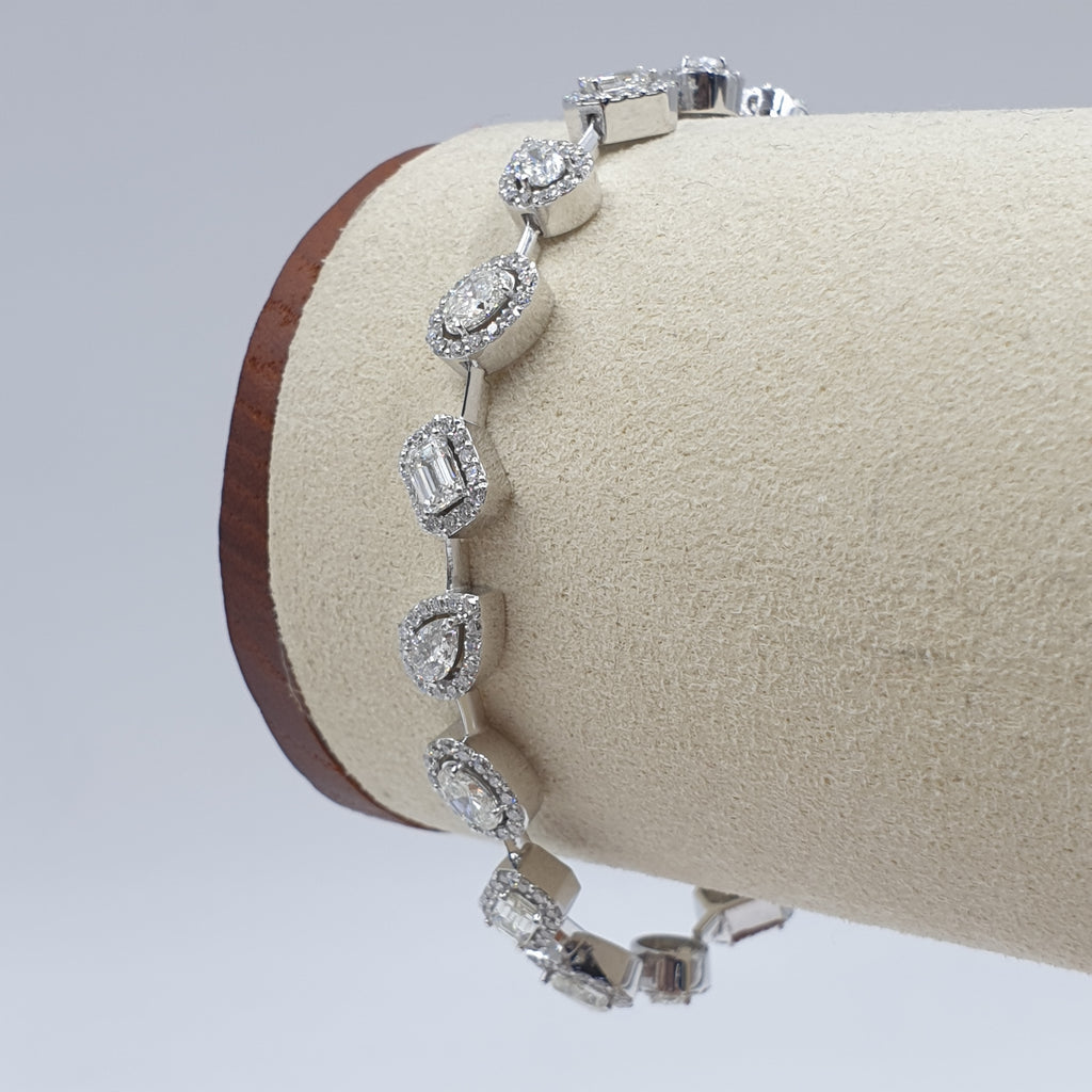 Fancy-cut Halo Bracelet - 18K White Gold