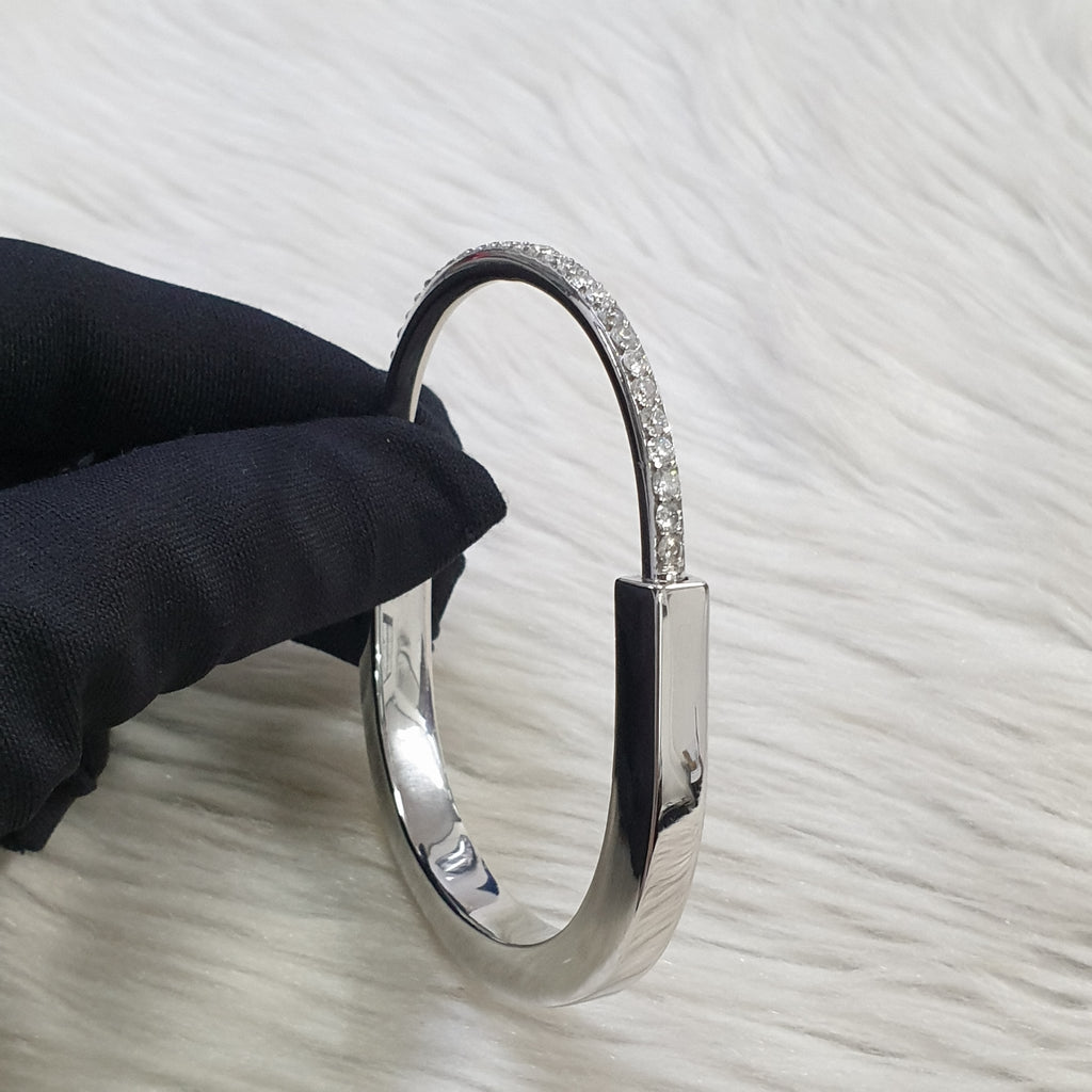 Padlock Bangle - 18K White Gold