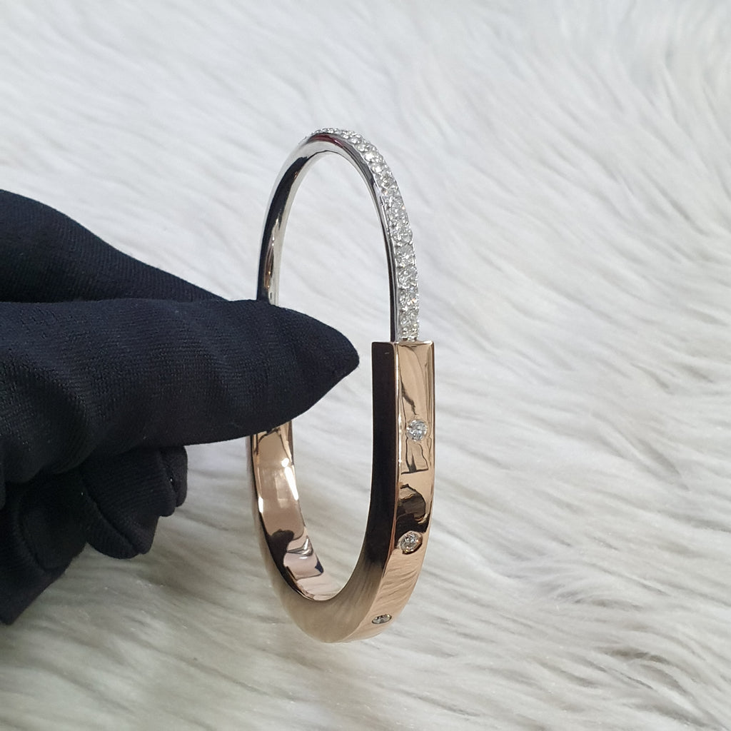 Padlock Bangle - 18K Rose Gold/White Gold