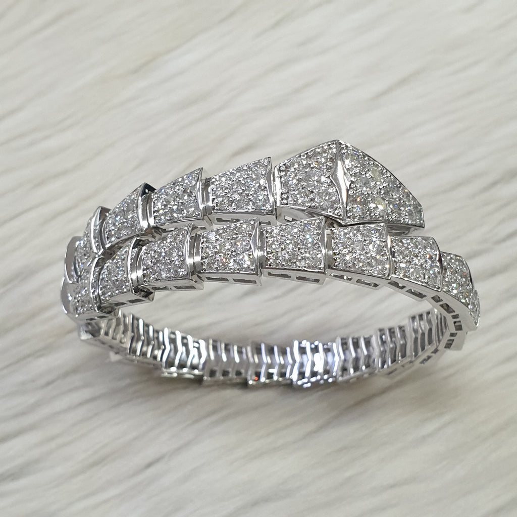 Serpentine Bangle - 18K White Gold