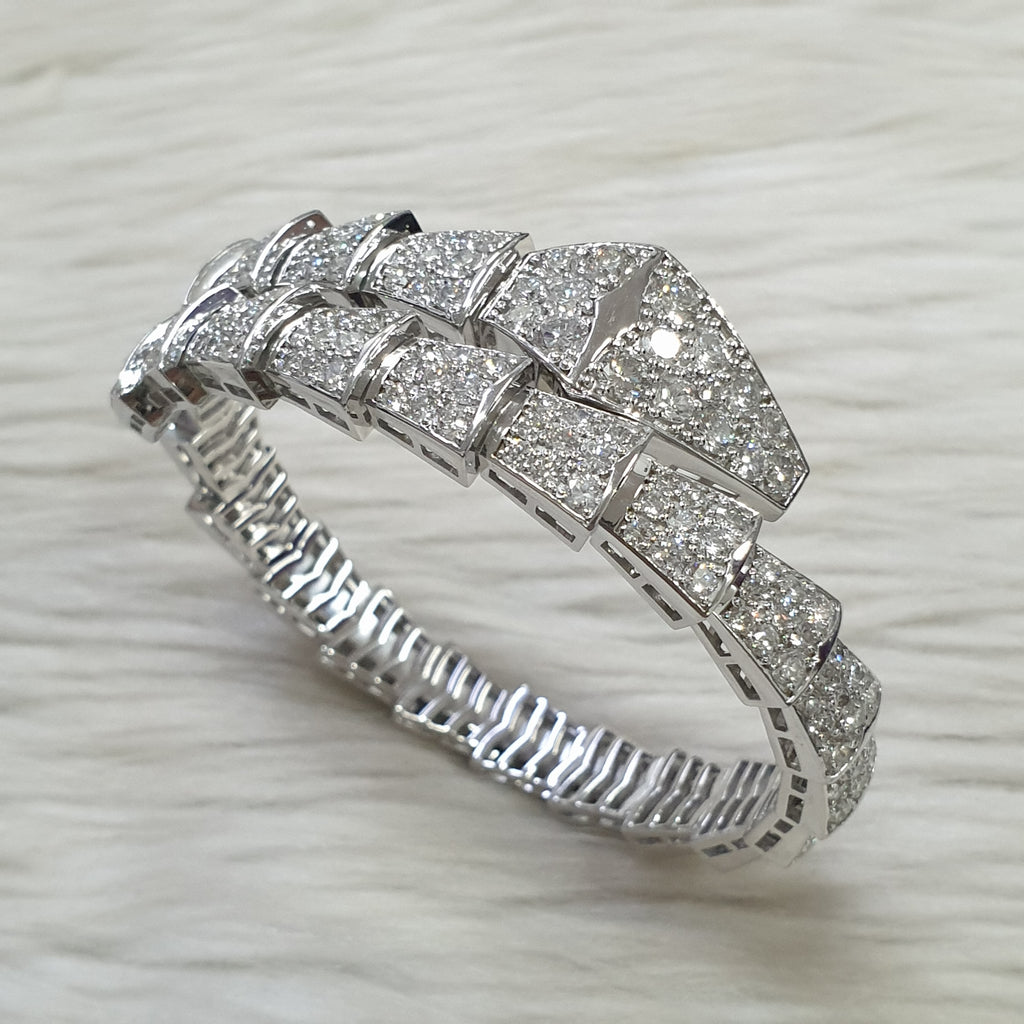 Serpentine Bangle - 18K White Gold