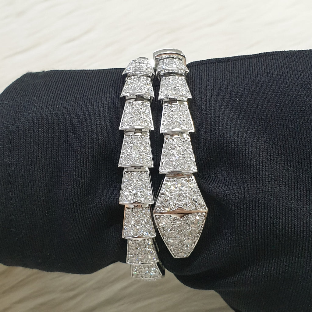 Serpentine Bangle - 18K White Gold
