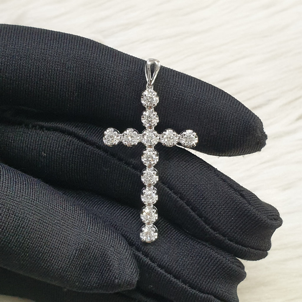 Cross Pendant - 18K White Gold