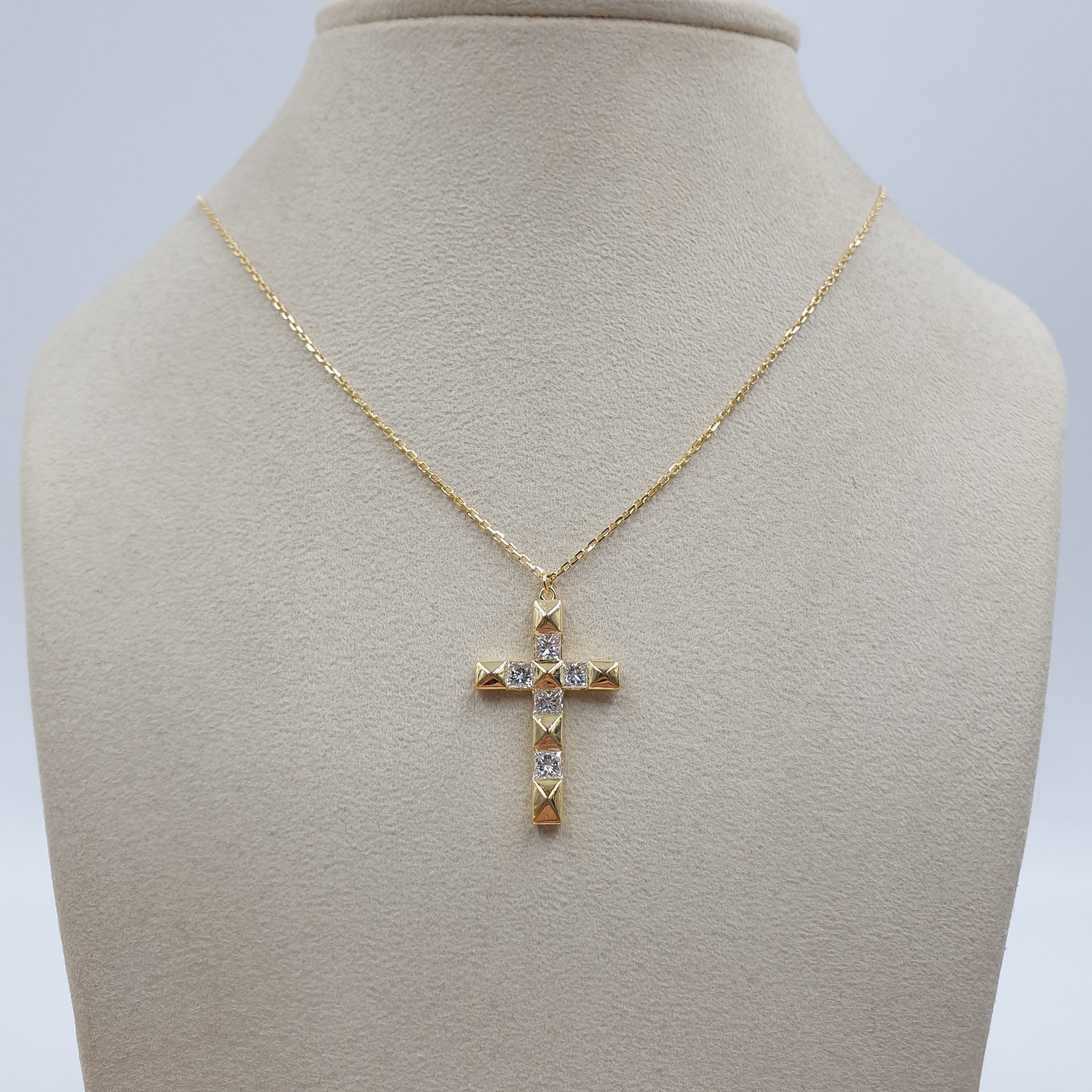 Cross Pendant with Chain -18K Yellow Gold