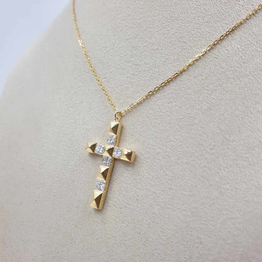 Cross Pendant with Chain -18K Yellow Gold