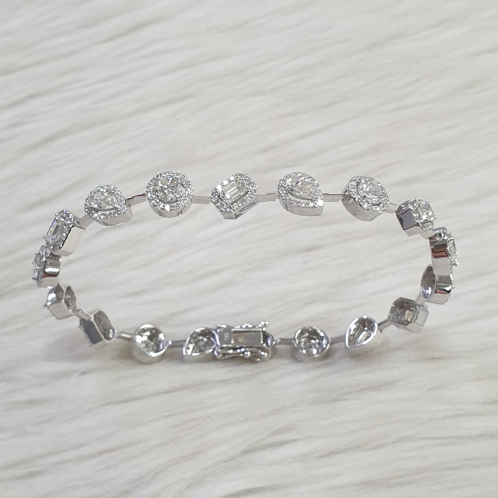 Fancy-cut Halo Bracelet - 18K White Gold
