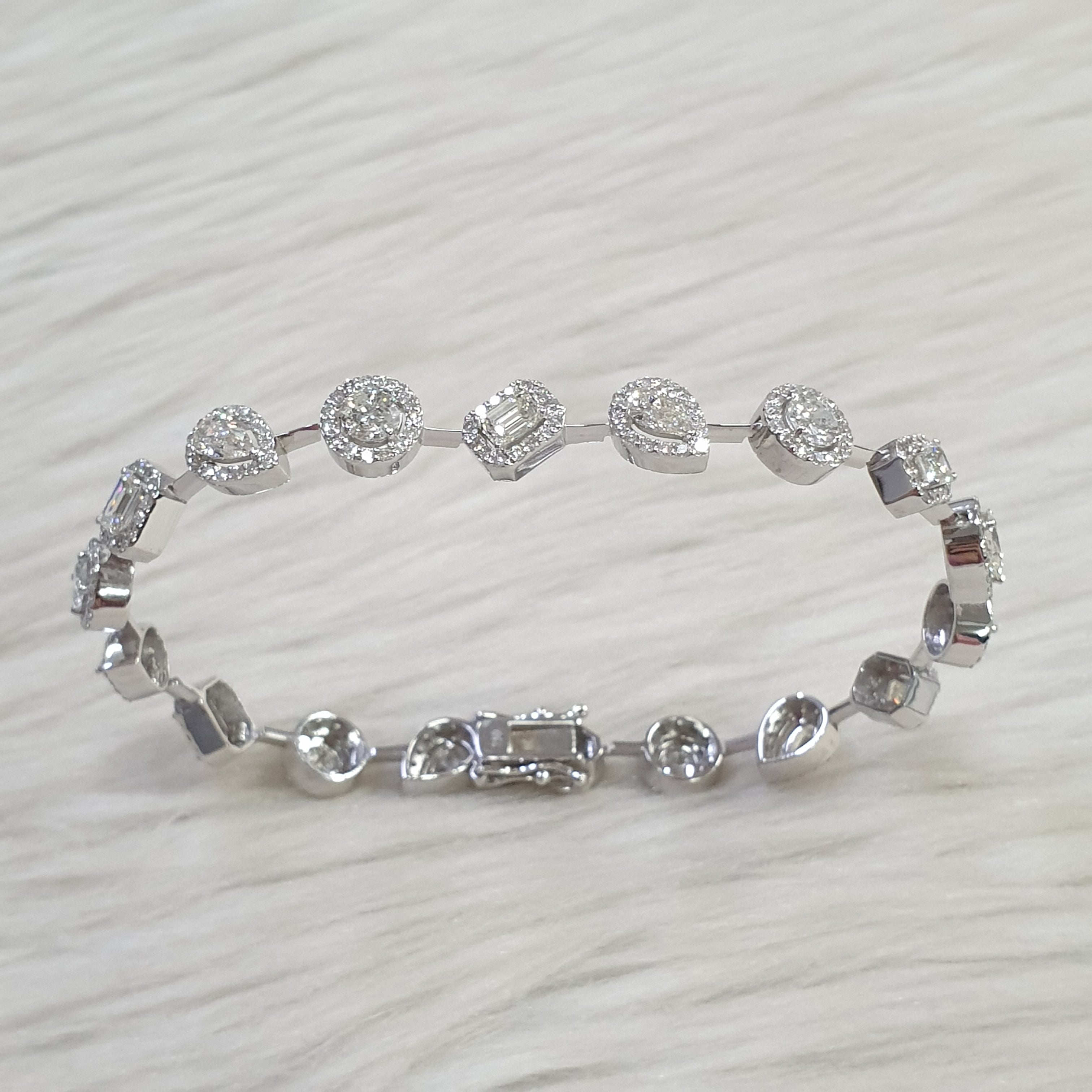 Fancy-cut Halo Bracelet - 18K White Gold