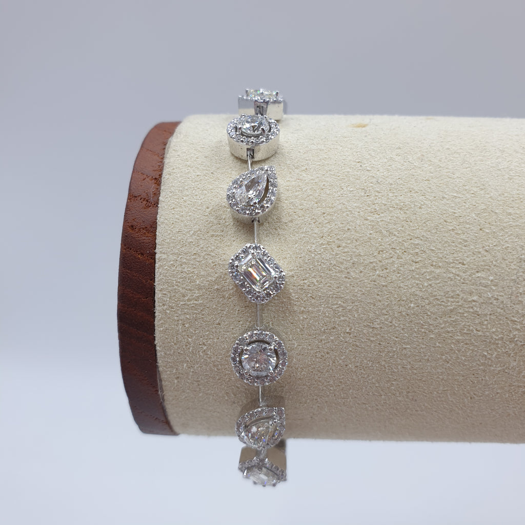Fancy-cut Halo Bracelet - 18K White Gold