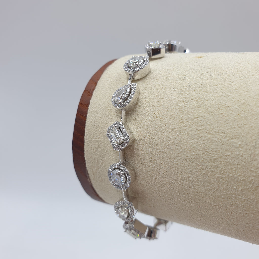 Fancy-cut Halo Bracelet - 18K White Gold