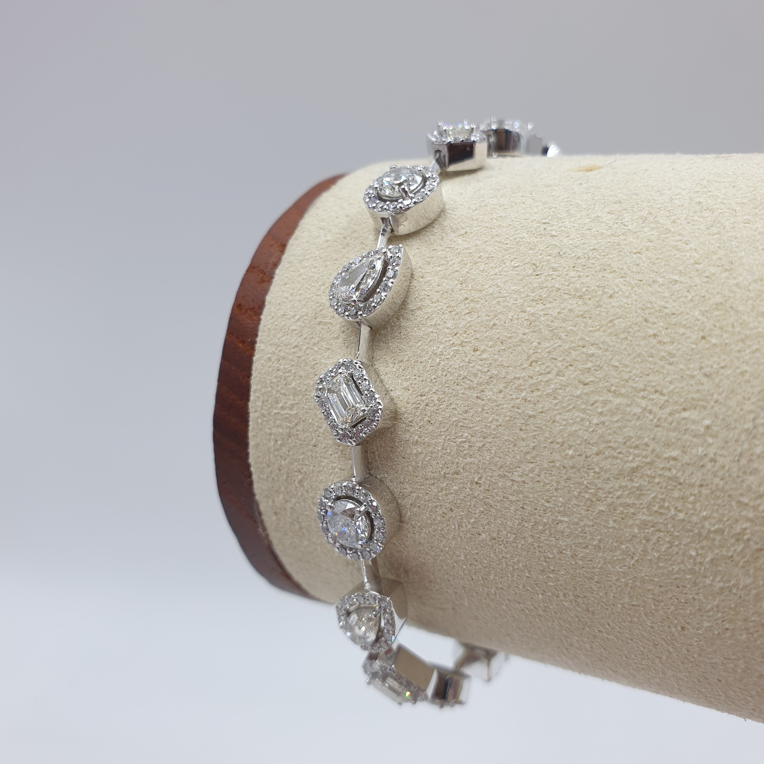 Fancy-cut Halo Bracelet - 18K White Gold