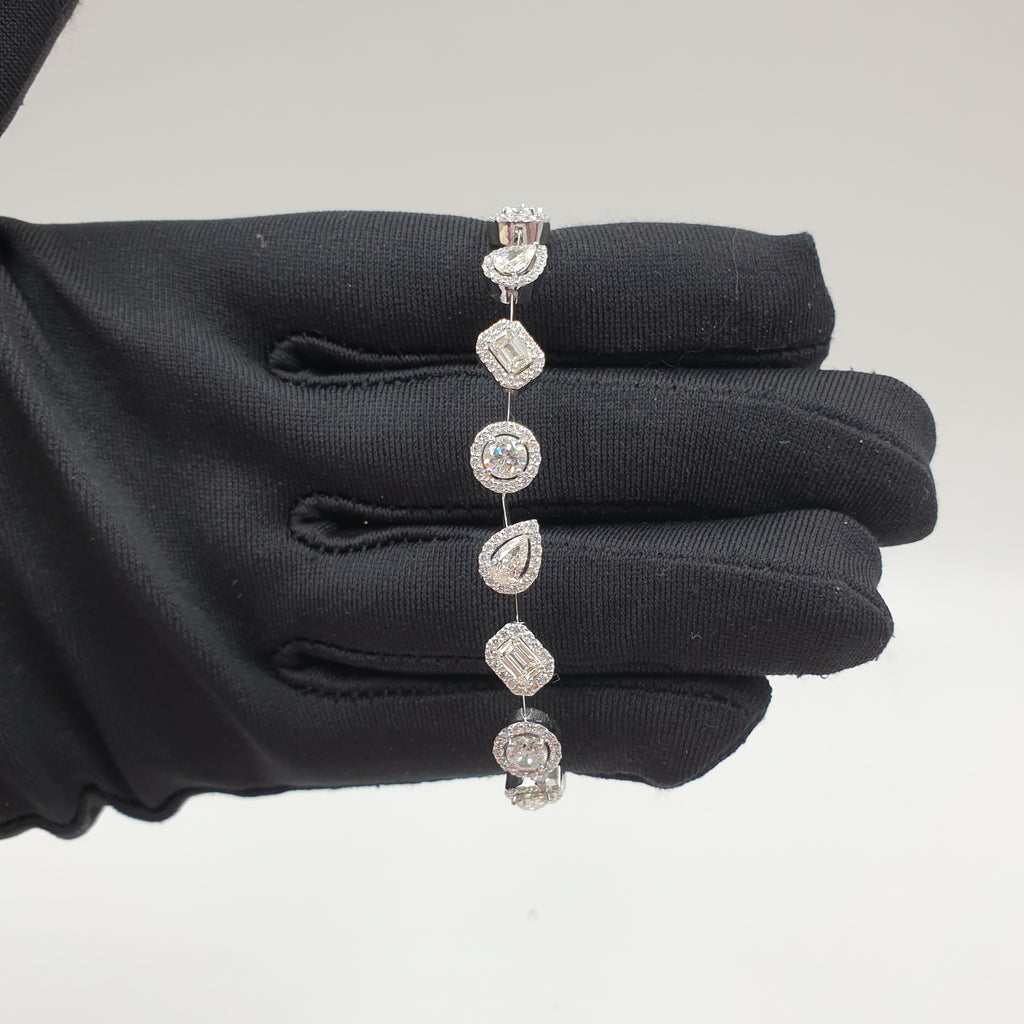 Fancy-cut Halo Bracelet - 18K White Gold