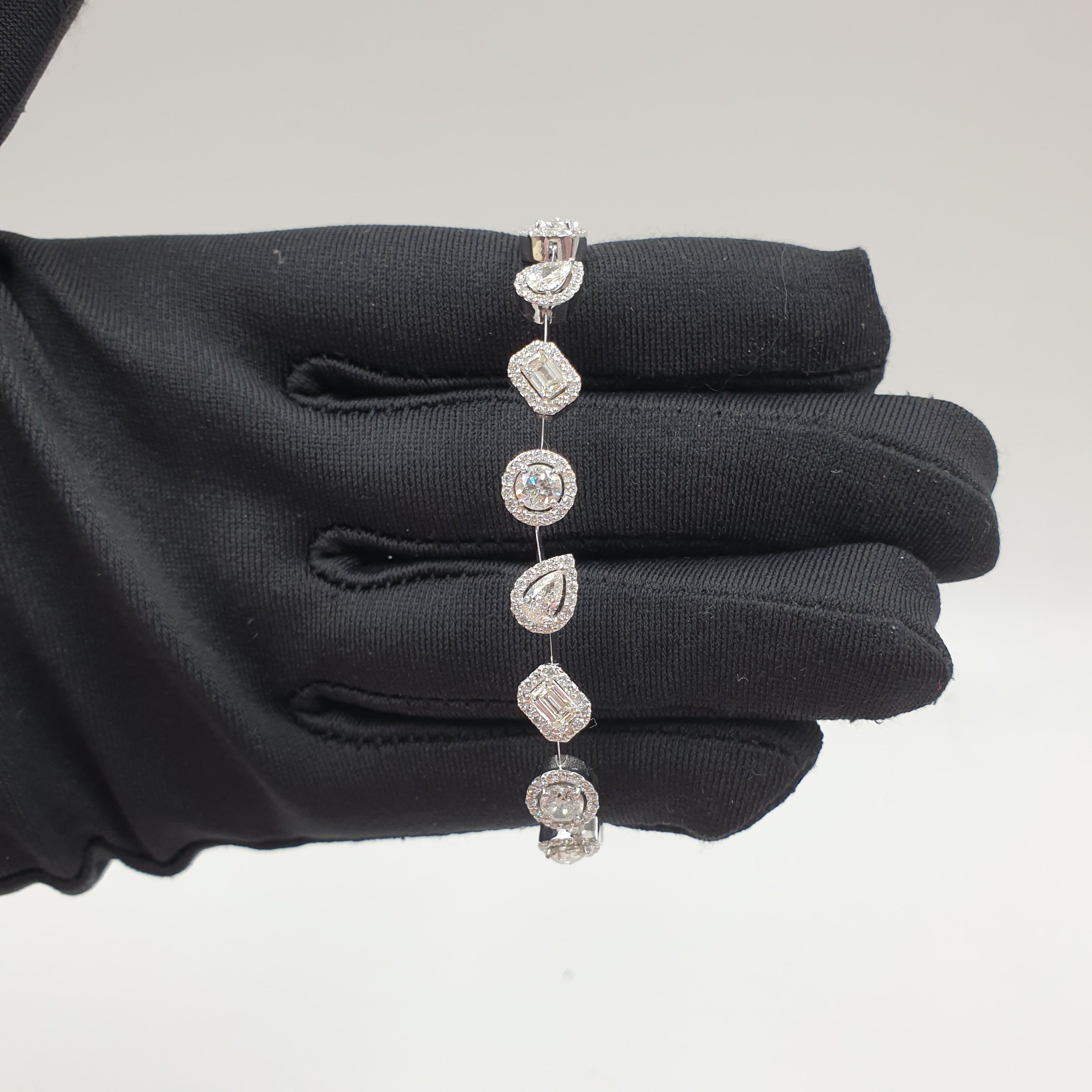 Fancy-cut Halo Bracelet - 18K White Gold
