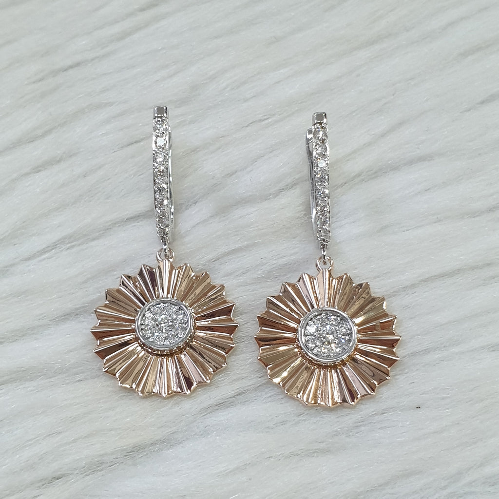 Dangling Pair Earring - 18K Rose Gold/White Gold