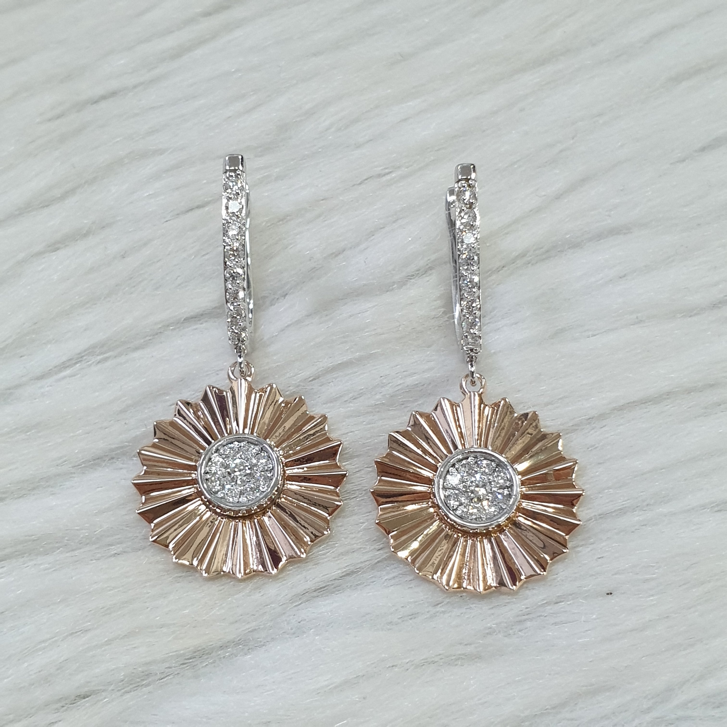 Dangling Pair Earring - 18K Rose Gold/White Gold