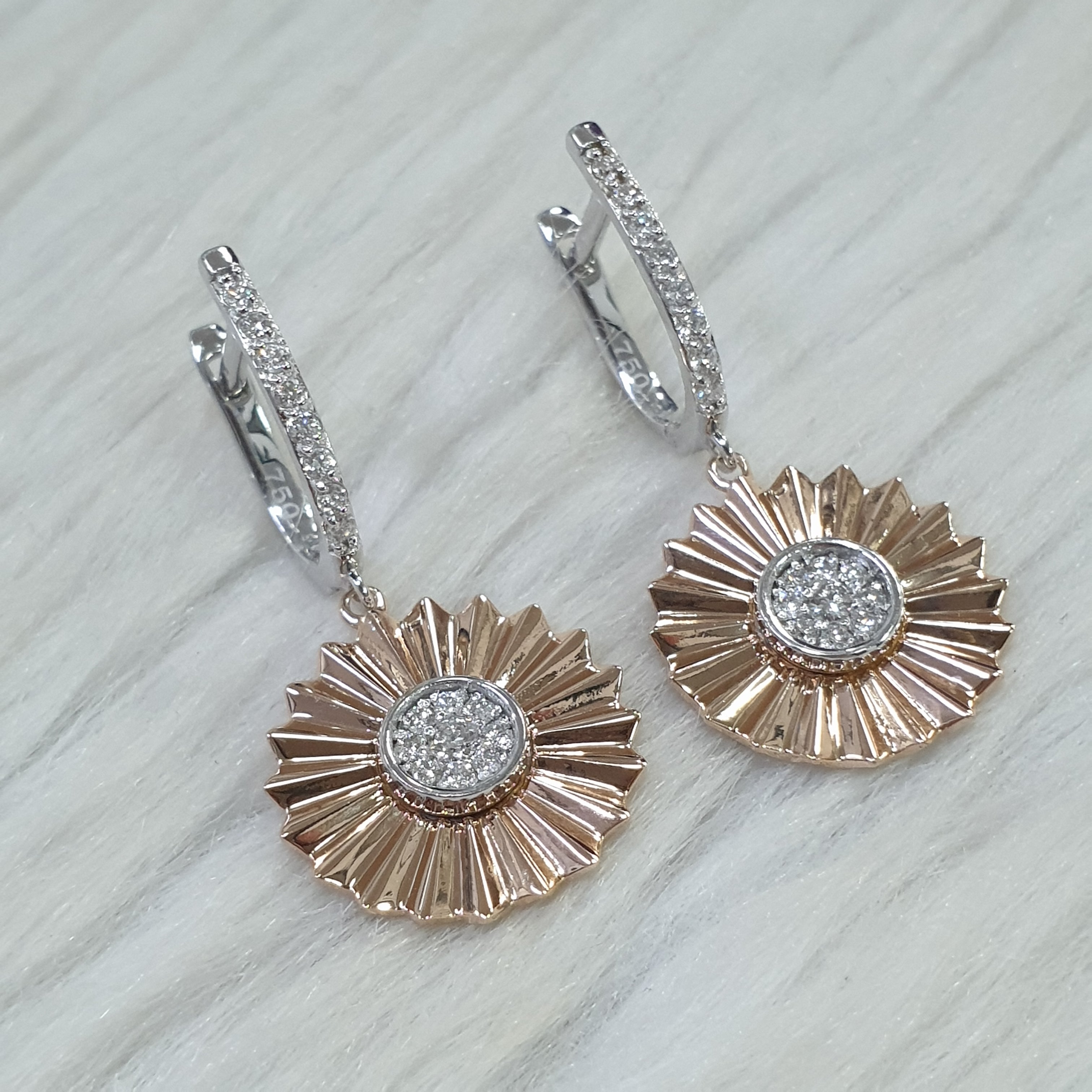 Dangling Pair Earring - 18K Rose Gold/White Gold