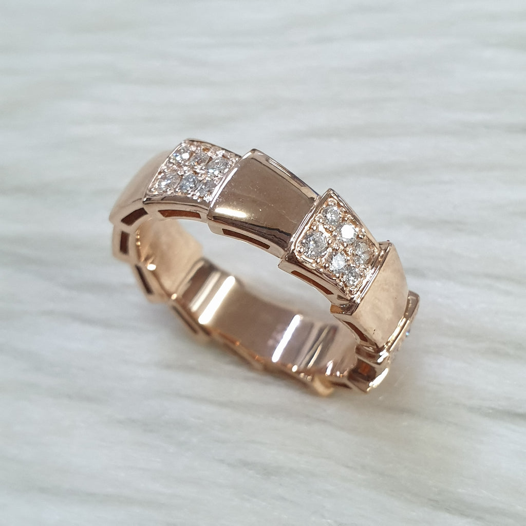 Serpentine Ring Band - 18K Rose Gold
