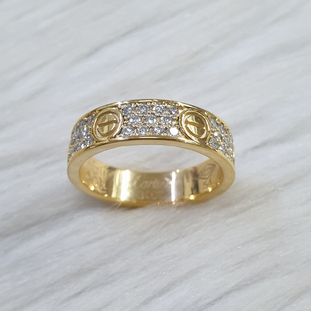 Paved Love Ring - 18K Yellow Gold