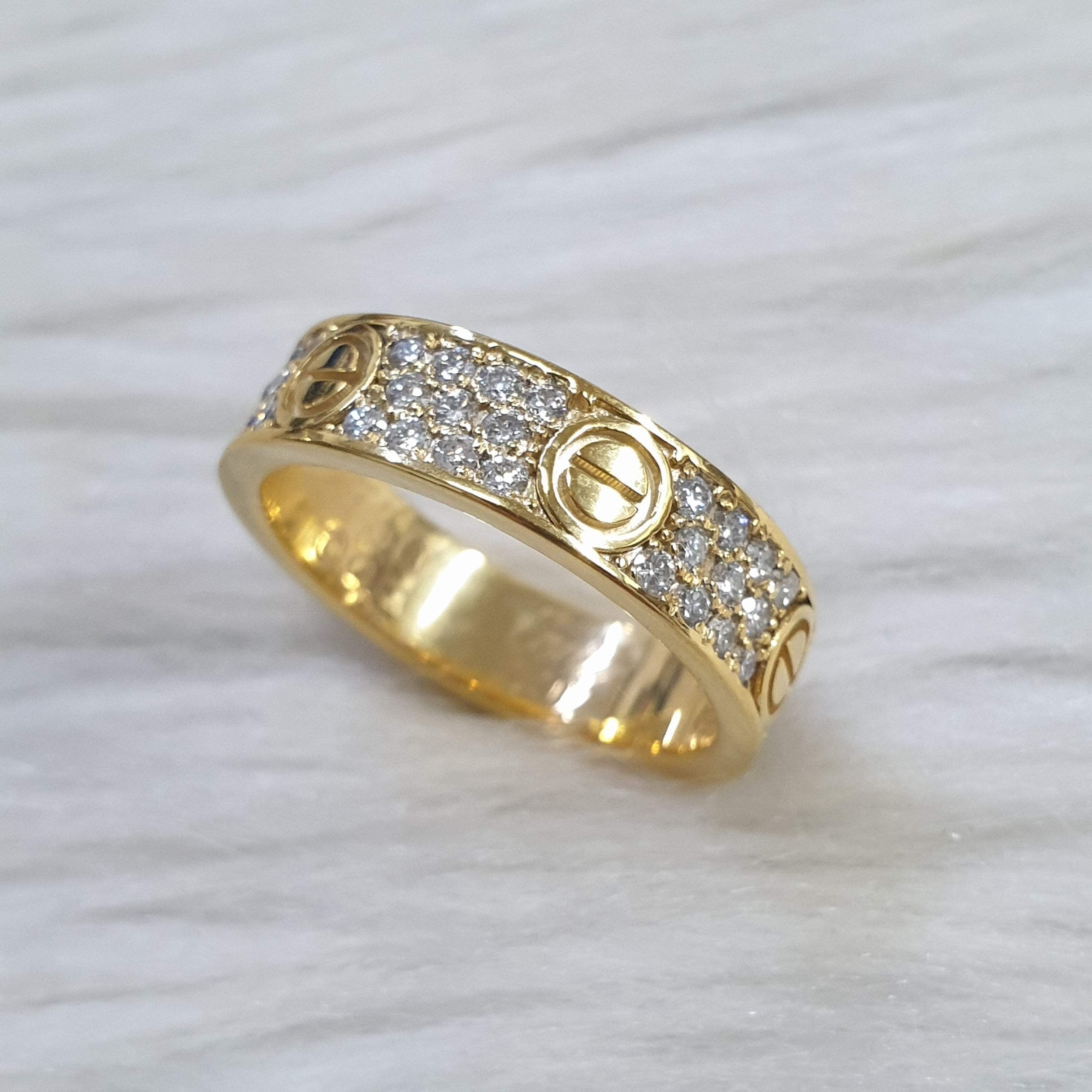 Paved Love Ring - 18K Yellow Gold
