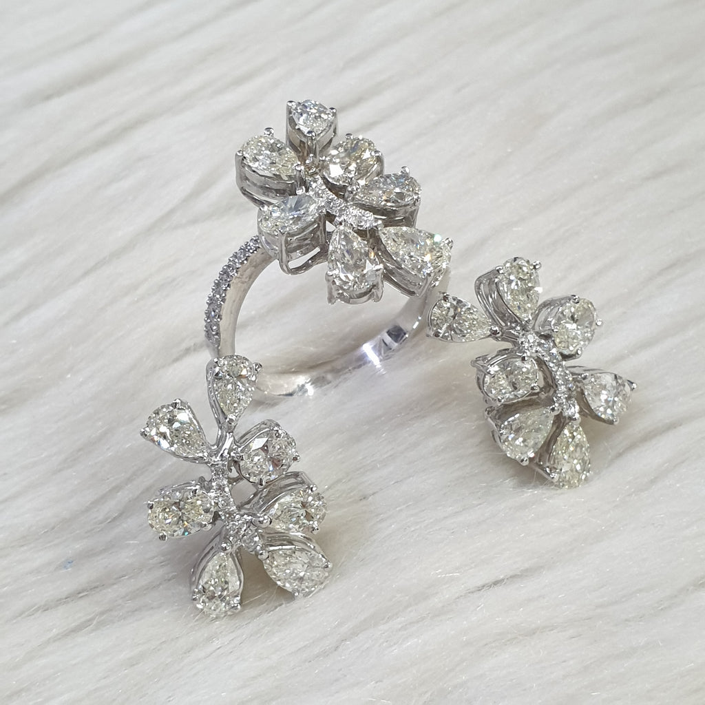 Fancy Cluster Terno - 14K White Gold