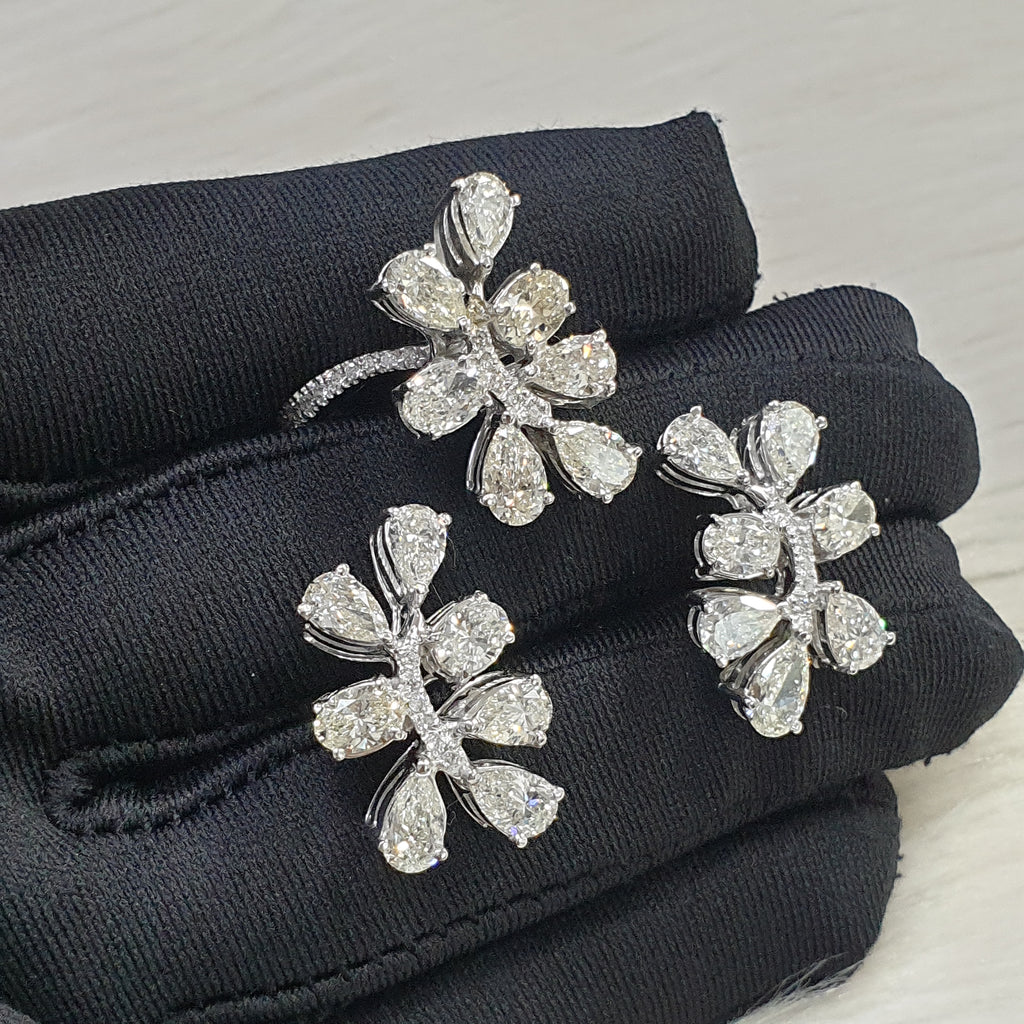 Fancy Cluster Terno - 14K White Gold