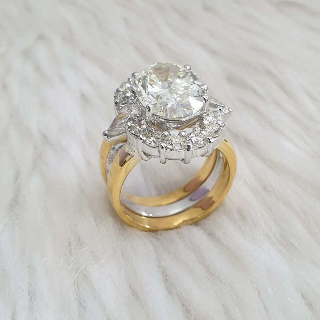 Detachable Oval Ring - 14K White Gold / Yellow Gold