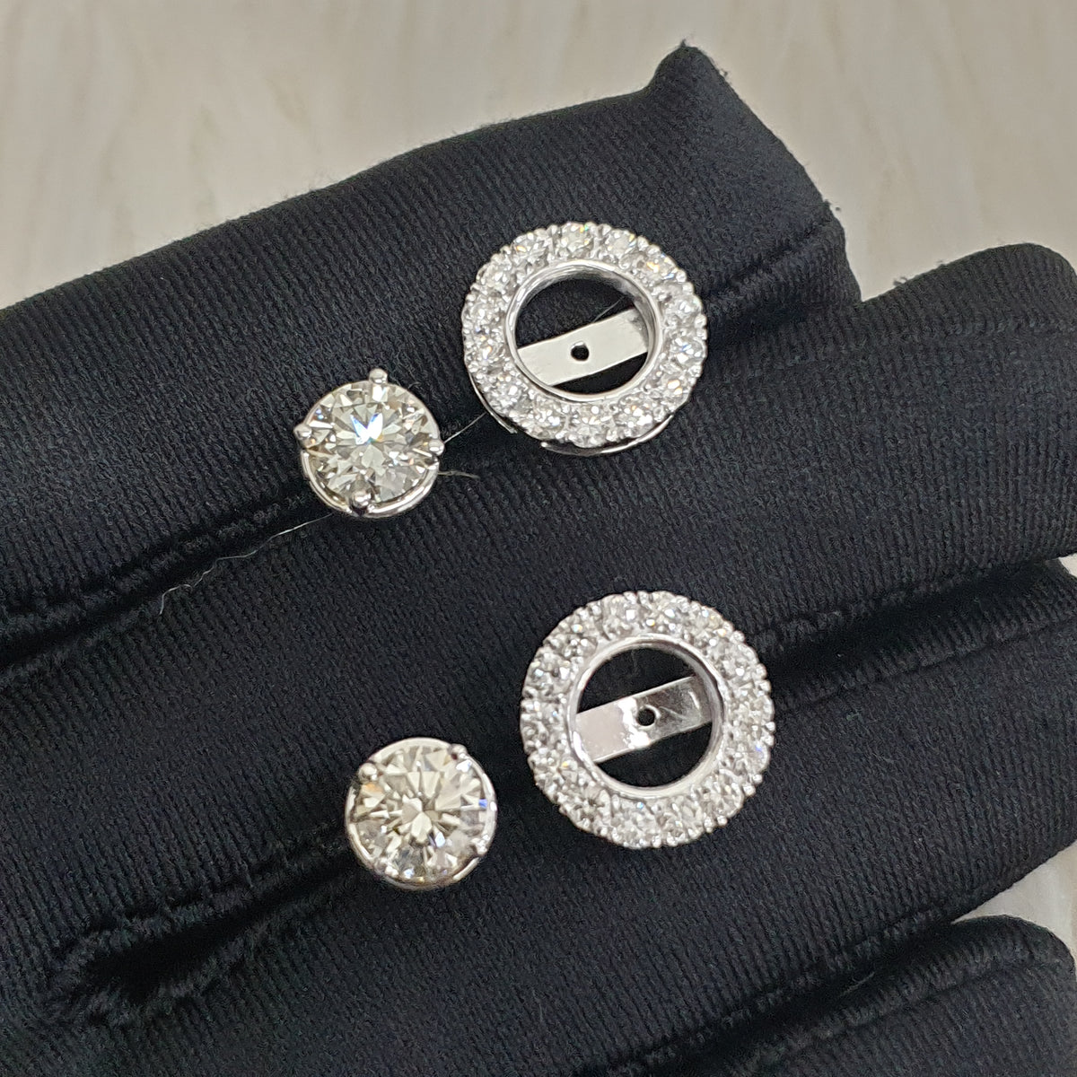 Detachable Halo Pair Earring - 14K White Gold