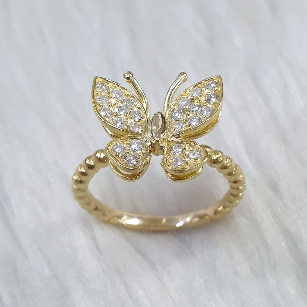 Butterfly Ring - 14K Yellow Gold