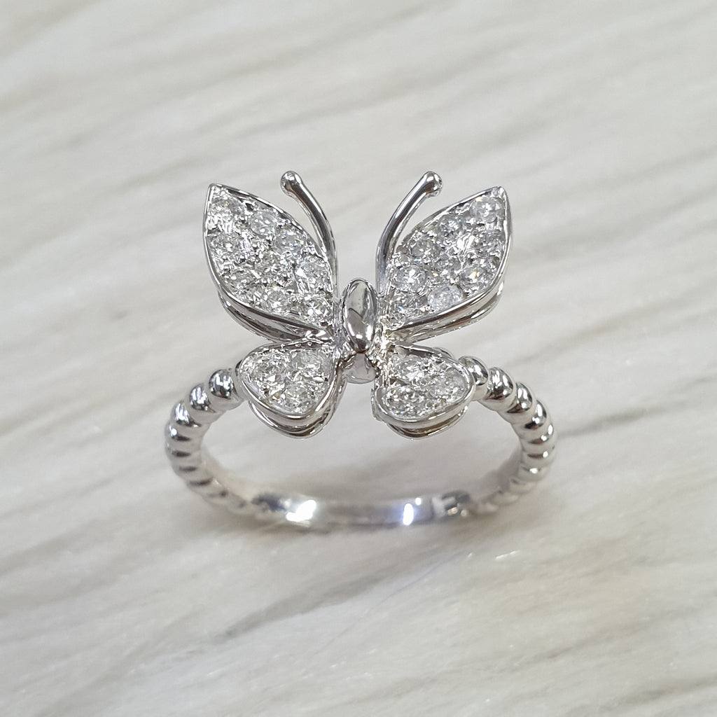 Butterfly Ring - 14K White Gold