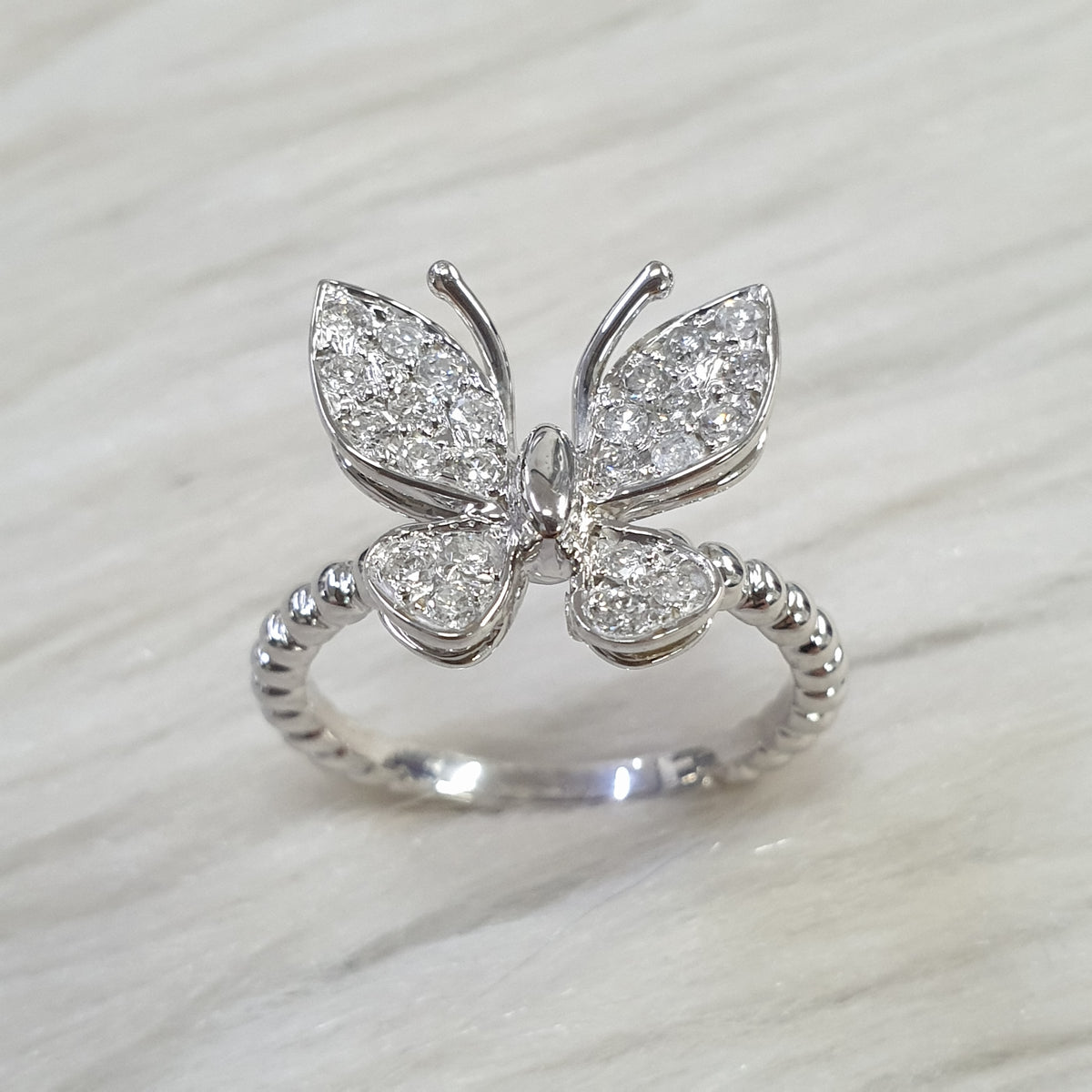 Butterfly Ring - 14K White Gold