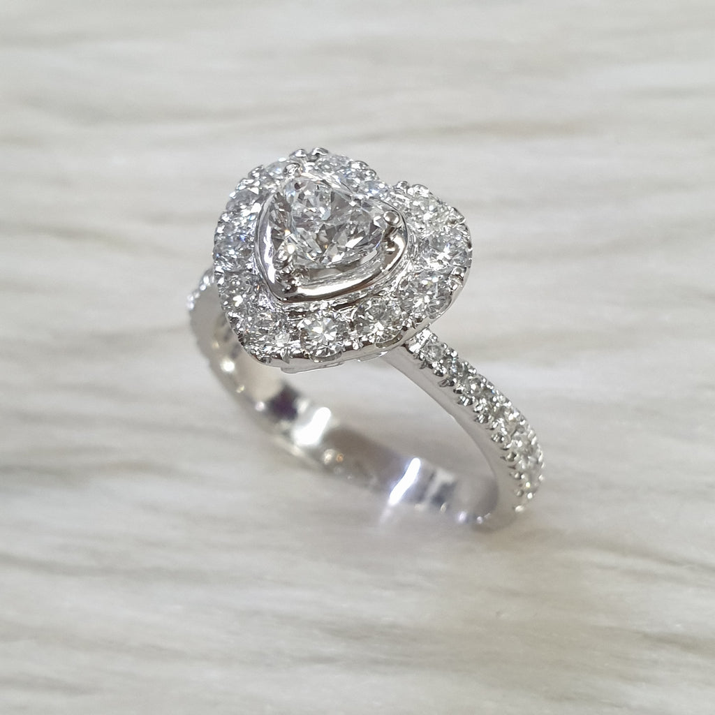 Ladies Ring Heart Shape - 14K White Gold