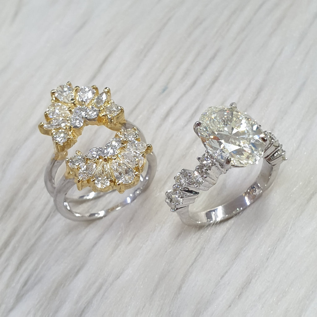 Detachable Oval Ring - 14K White Gold / Yellow Gold