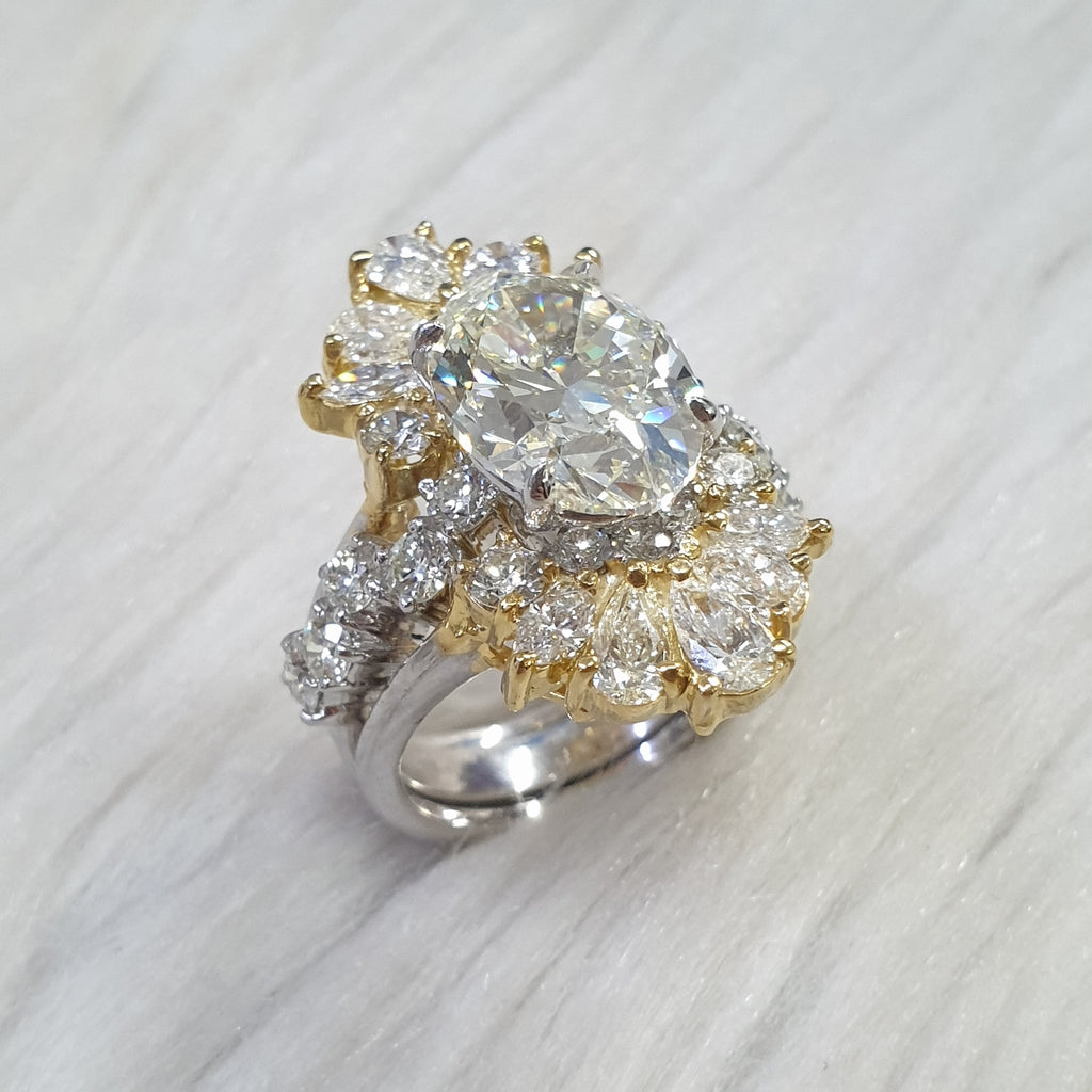 Detachable Oval Ring - 14K White Gold / Yellow Gold