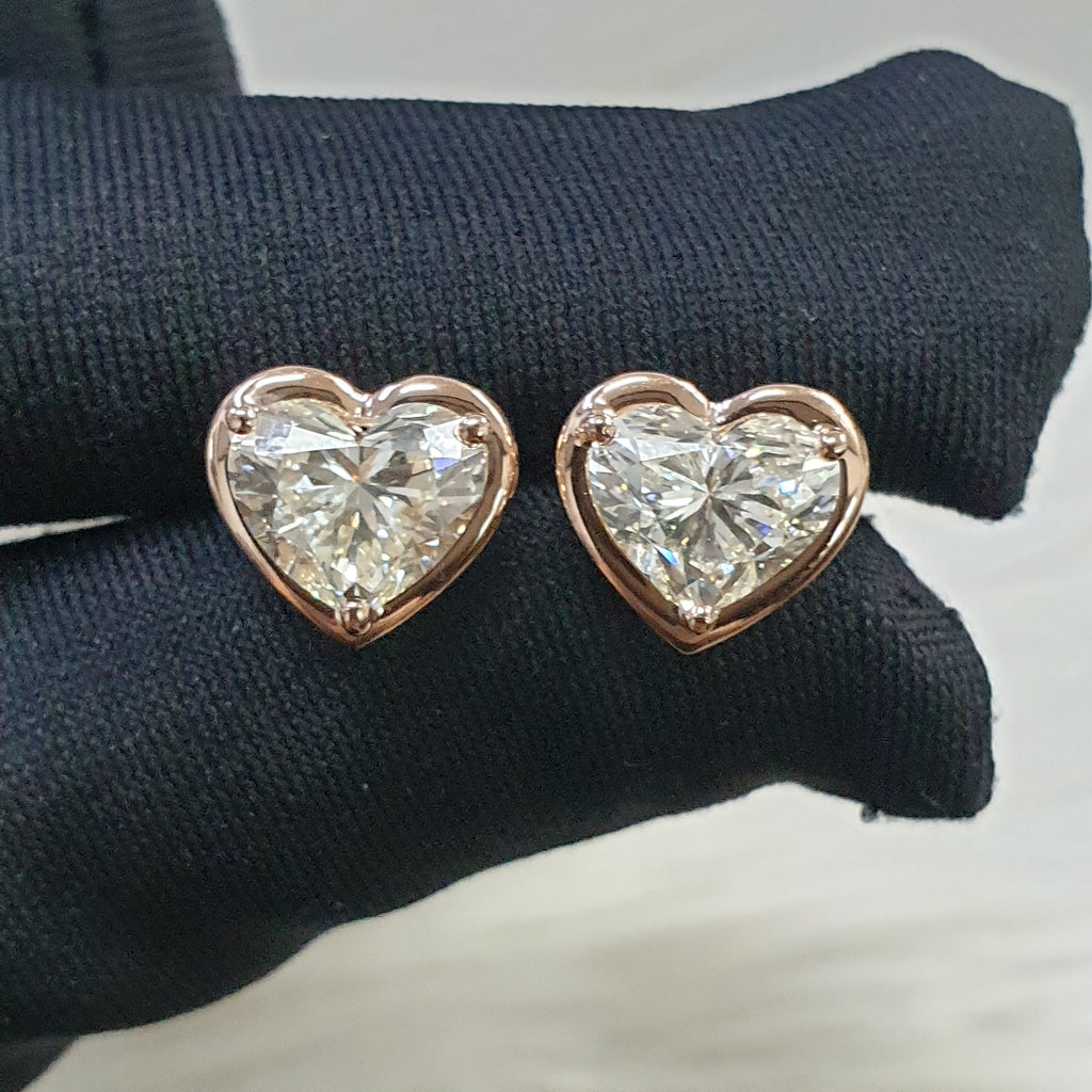 Heart Pair Earrings - 14K Rose Gold