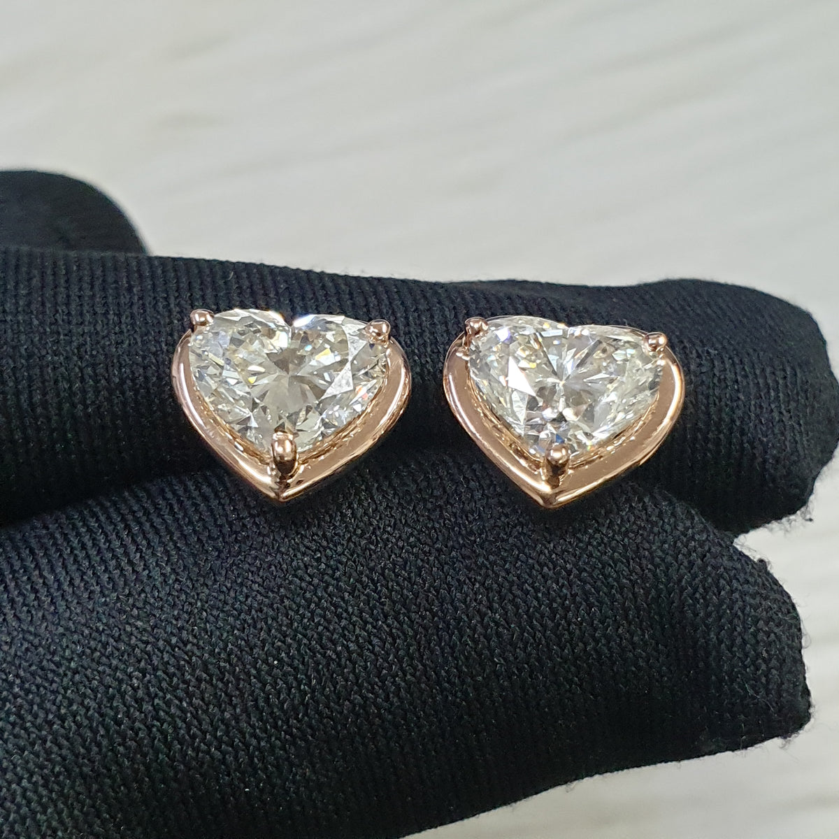 Heart Pair Earrings - 14K Rose Gold