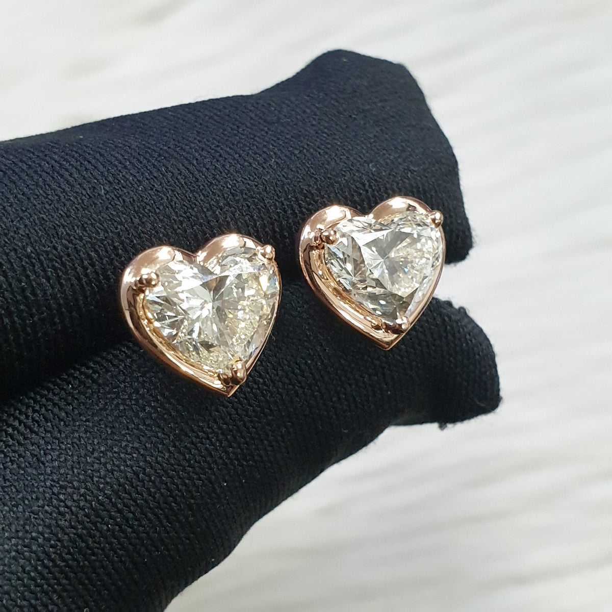 Heart Pair Earrings - 14K Rose Gold