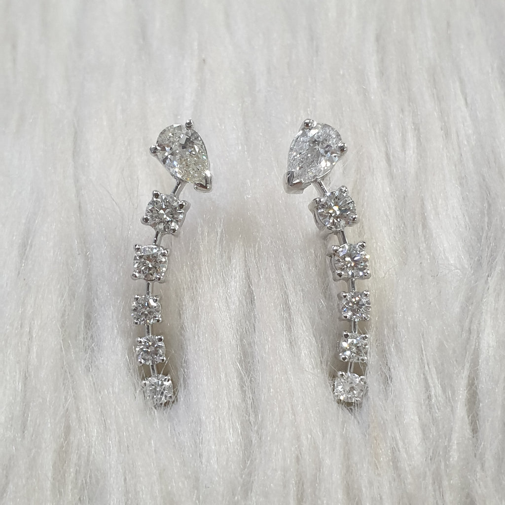 Crawler Pair Earrings - 14K White Gold