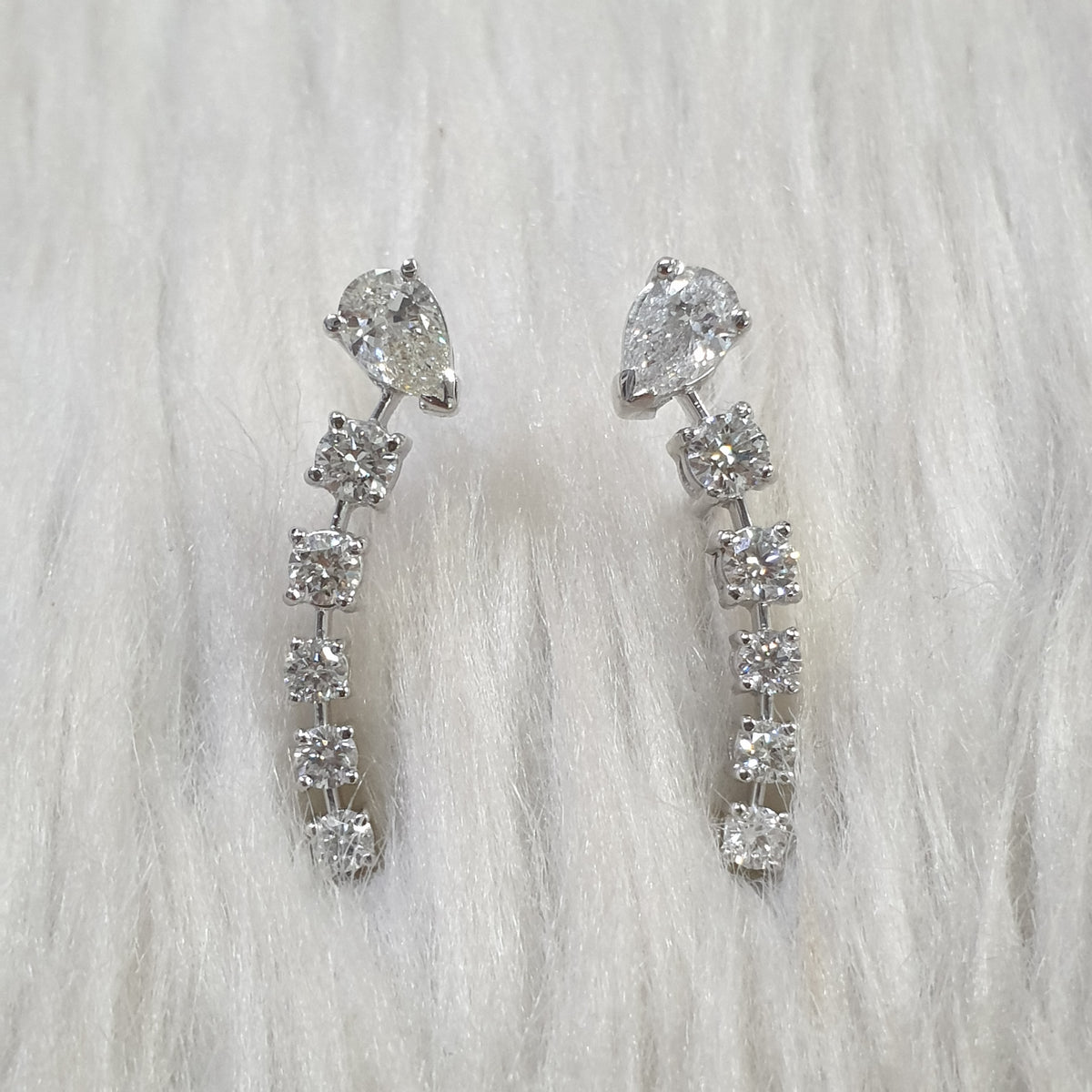 Crawler Pair Earrings - 14K White Gold